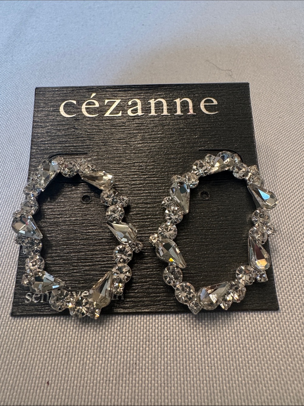 cezanne Clear Crystal Teardrop Hoop Earrings